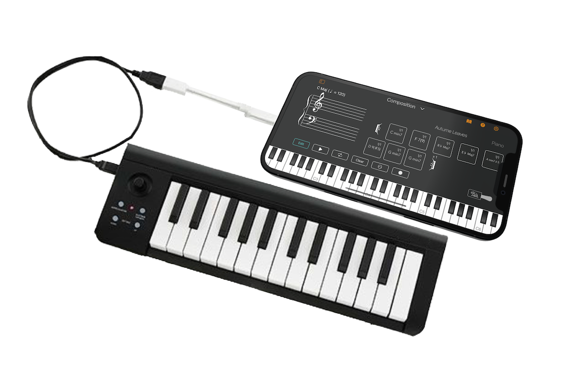 Chordio connected to a MIDI Keyboard